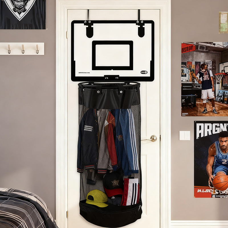 🎉Panier à linge de basket à accrocher à la porte | Jeu de score créatif, grand filet noir, panneau en acrylique et bois, installation sans perçage 🚪🏀