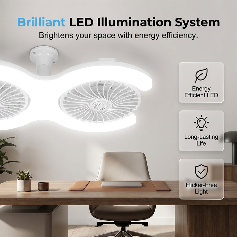 💡🔥 -50% ! Ventilateur Plafond LED Double Tête E27 – Double Rangée Grande Capacité Ventilation Refroidissement Instantané, LED Haute Transmittance Sans Scintillement Économie Énergie, Ultra-Silencieux Installation Secondes · Blanc ✨