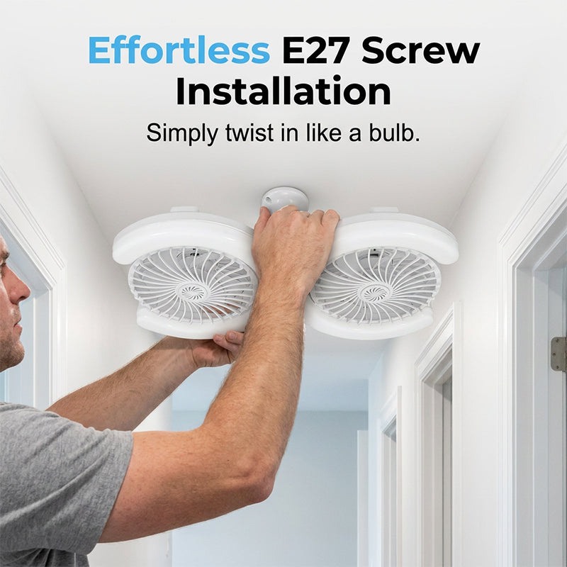 💡🔥 -50% ! Ventilateur Plafond LED Double Tête E27 – Double Rangée Grande Capacité Ventilation Refroidissement Instantané, LED Haute Transmittance Sans Scintillement Économie Énergie, Ultra-Silencieux Installation Secondes · Blanc ✨