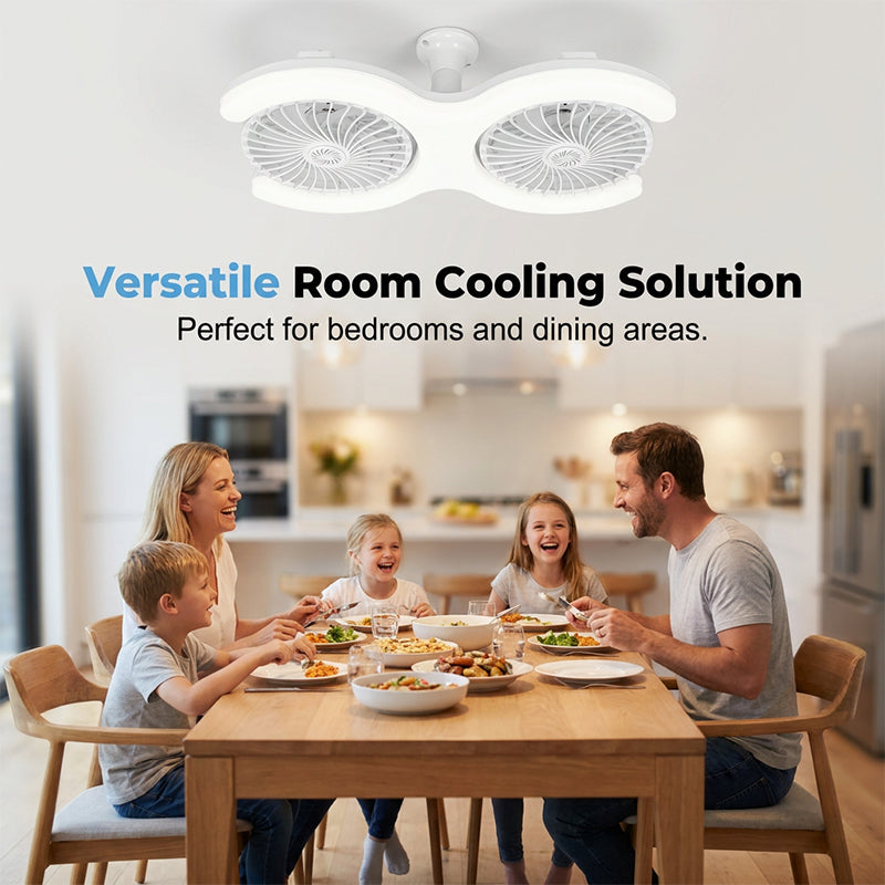 💡🔥 -50% ! Ventilateur Plafond LED Double Tête E27 – Double Rangée Grande Capacité Ventilation Refroidissement Instantané, LED Haute Transmittance Sans Scintillement Économie Énergie, Ultra-Silencieux Installation Secondes · Blanc ✨