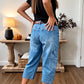 👖 PROMO FLASH 50% ! 📢Pantalon Jean Court Extensible Femme – Coupe Barrel Décontractée, Taille Mi-Haute, Poches Multiples, 2 Coloris, Tailles S-3XL, Idéal Quotidien ✨