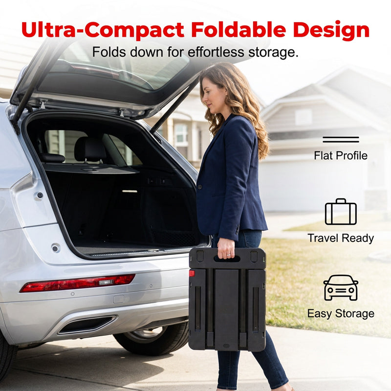 🛒 50% DE RÉDUCTION ⏰ Chariot pliable – 150 kg, roulettes PU silencieuses – Poignée télescopique & verrou de sécurité – compact & peu encombrant 💪🔇📦✨