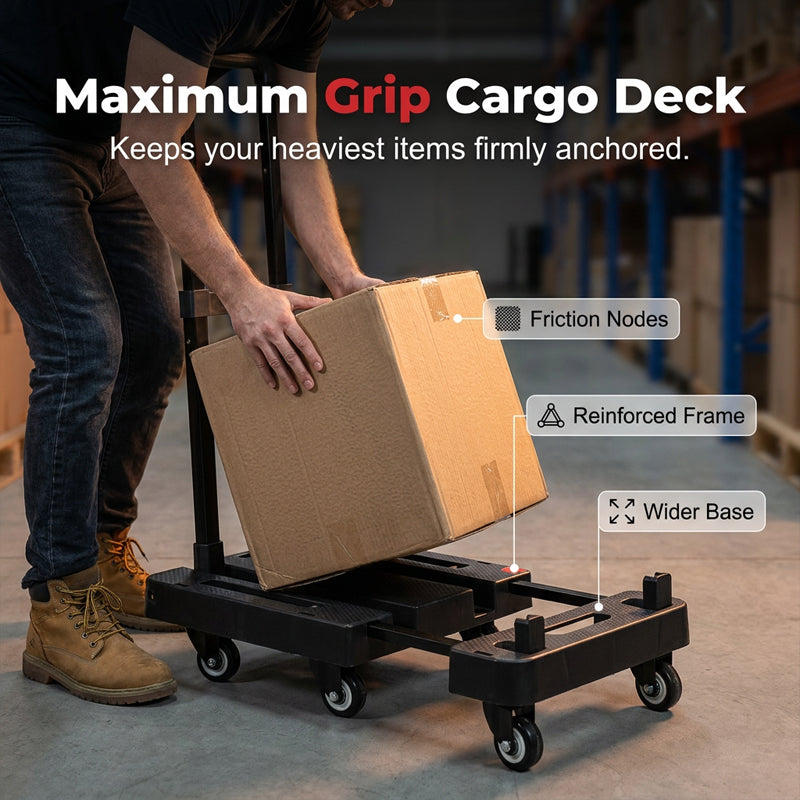 🛒 50% DE RÉDUCTION ⏰ Chariot pliable – 150 kg, roulettes PU silencieuses – Poignée télescopique & verrou de sécurité – compact & peu encombrant 💪🔇📦✨