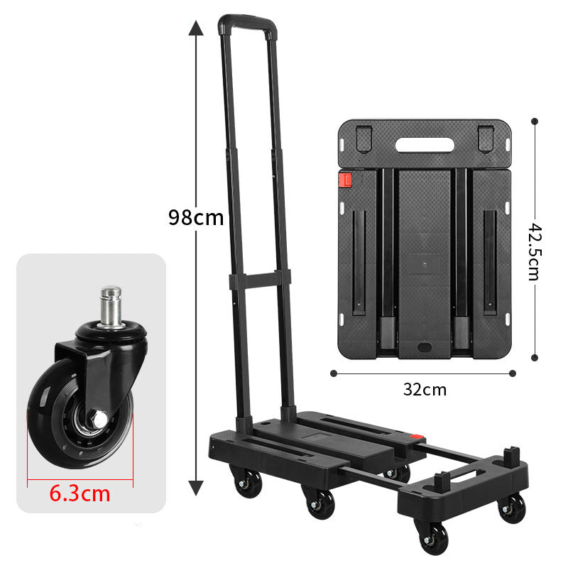 🛒 50% DE RÉDUCTION ⏰ Chariot pliable – 150 kg, roulettes PU silencieuses – Poignée télescopique & verrou de sécurité – compact & peu encombrant 💪🔇📦✨