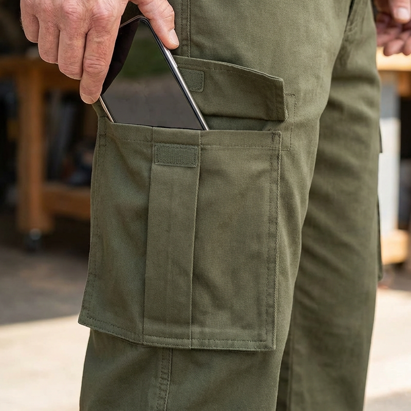 👖🧵 Pantalon cargo pour homme à coupe ample et multiples poches – Résistant et respirant – Idéal pour le travail, la randonnée ou au quotidien – Pratique et confortable 🌿✨