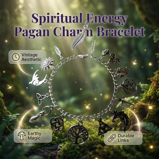 ✨50 % DE RÉDUCTION📿 Bracelet rétro païen | Pendentif aux symboles wiccan · Métal vintage · Polyvalent au quotidien · Signification spirituelle | À porter au quotidien