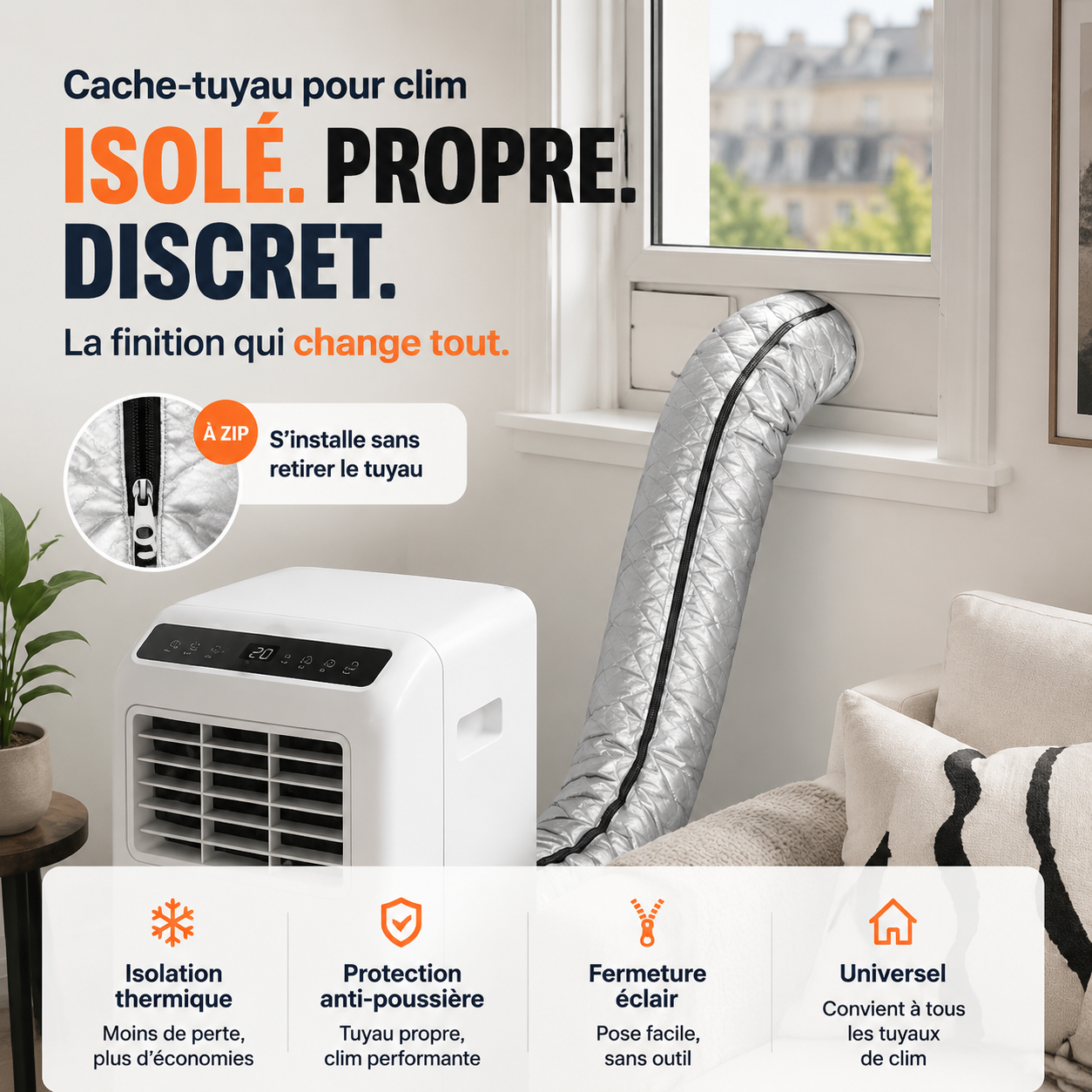 ❄️ 50 % DE RÉDUCTION – Manchon isolant pour tuyau de climatisation – réduit les pertes de chaleur – diminue la consommation d'électricité – pour l'été comme pour l'hiver