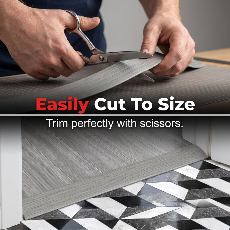🔧 PROMO LIMITÉE 50% DE RÉDUCTION ! ✨ Bande de Transition de Sol Flexible – Auto-Adhésive, PVC Durable, Anti-Trébuchement 🏠