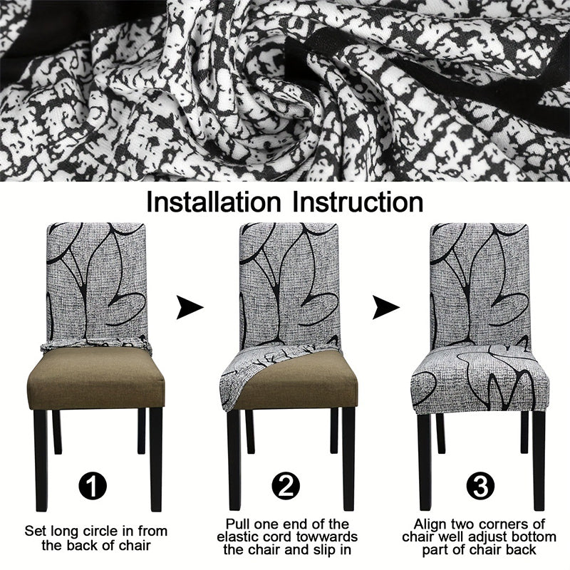 🛋️Housse de chaise universelle en tissu élastique avec imprimé – pour le dossier et l'assise, lavable et polyvalente, pour la table à manger et le salon 🪑