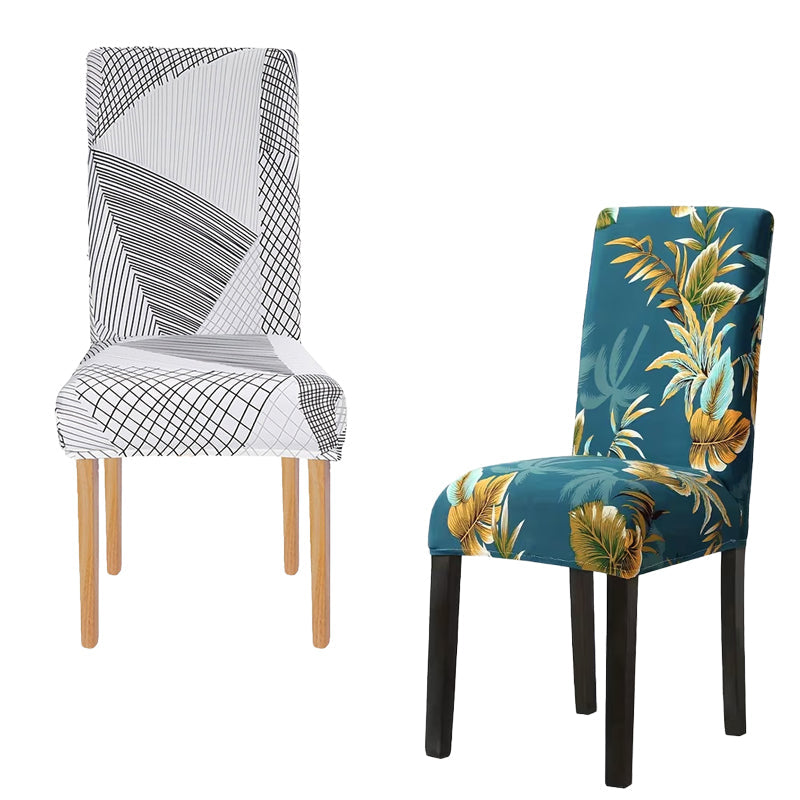 🛋️Housse de chaise universelle en tissu élastique avec imprimé – pour le dossier et l'assise, lavable et polyvalente, pour la table à manger et le salon 🪑