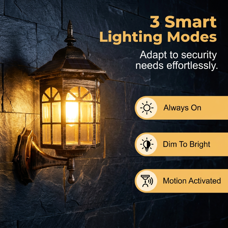 💡 Applique solaire à détection de mouvement | Trois modes d'éclairage · Résistante aux intempéries et à la pluie | Éclairage nocturne pour porches, terrasses et espaces extérieurs