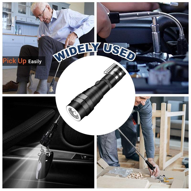 🔦 50% DE RÉDUCTION 🎉 Lampe torche télescopique magnétique – Col de cygne flexible 360° – 18K+ vendus – idéale pour atelier, voiture ou camping 🧲🛠️✨