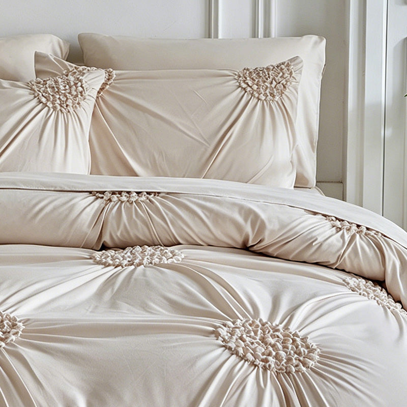 🛏️ PROMO LIMITÉE -50% ! ✨ Parure de Housse de Couette à Plis Pincés – Design Élégant, Tissu Mélangé Doux & Respirant, Teinte Kaki Apaisante, Plusieurs Tailles 🌙🌸