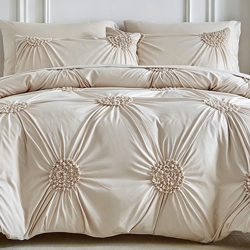 🛏️ PROMO LIMITÉE -50% ! ✨ Parure de Housse de Couette à Plis Pincés – Design Élégant, Tissu Mélangé Doux & Respirant, Teinte Kaki Apaisante, Plusieurs Tailles 🌙🌸