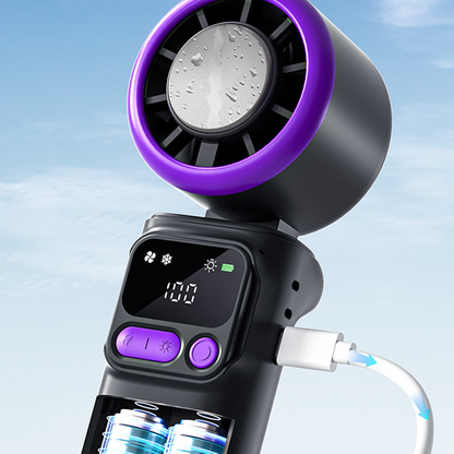 ❄️🌬️ 50 % DE RÉDUCTION ! Ventilateur portable avec plaque de refroidissement à glace – Refroidissement par évaporation, 3 vitesses et batterie rechargeable – Idéal pour les journées chaudes, au bureau et en extérieur ✨