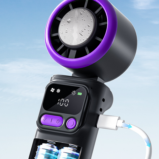 ❄️🌬️ 50 % DE RÉDUCTION ! Ventilateur portable avec plaque de refroidissement à glace – Refroidissement par évaporation, 3 vitesses et batterie rechargeable – Idéal pour les journées chaudes, au bureau et en extérieur ✨