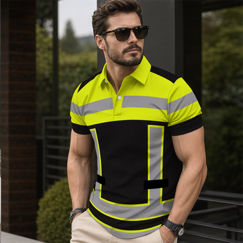 👔 50% DE RÉDUCTION ⏰ Chemise homme manches courtes haute visibilité réfléchissante – Bande réfléchissante & respirante – Idéale pour le travail, le chantier ou les sorties nocturnes – sécurité et confort au quotidien ✨🦺🌙