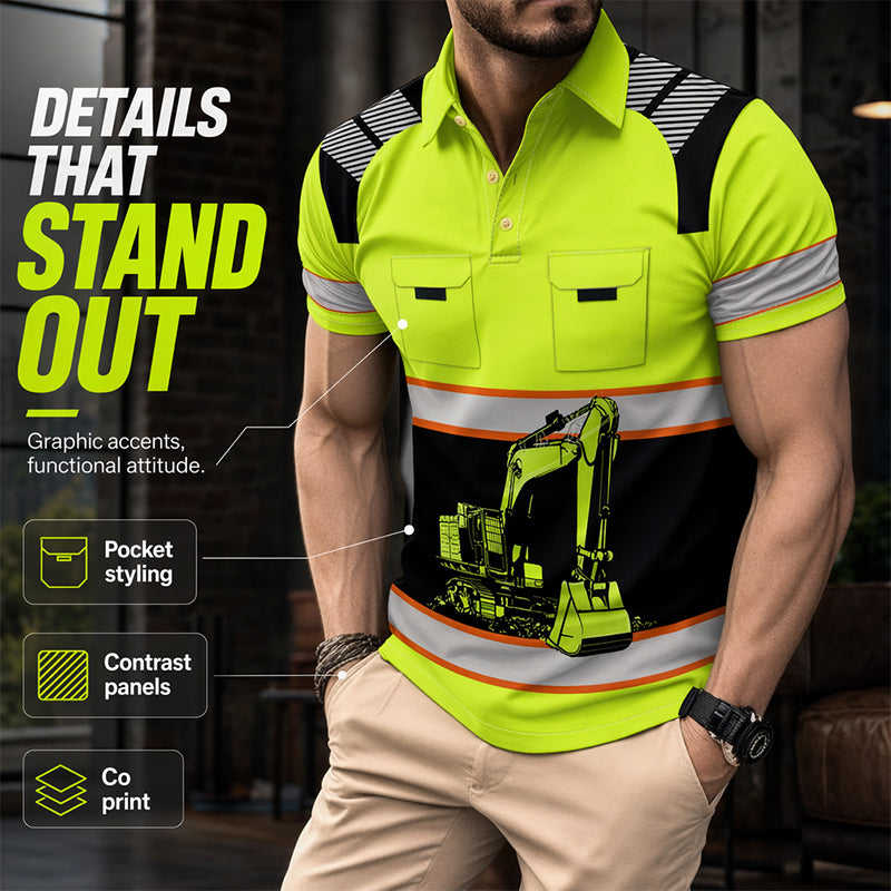 🎉 OFFRE LIMITÉE – 50% DE RÉDUCTION ! 🚜 T-Shirt Graphique Excavatrice pour Homme – Design Robuste, Polyester Respirant & Coupe Confortable – Haute Visibilité – Idéal pour le Chantier, les Loisirs et le Week-end ☀️👕✨