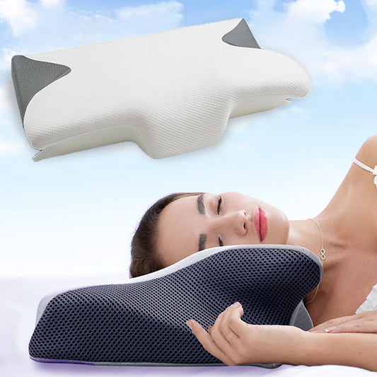 🦋 Oreiller en mousse à mémoire de forme en forme de papillon🛏Soutien ergonomique et alignement de la colonne vertébrale · Adapté à toutes les positions de sommeil