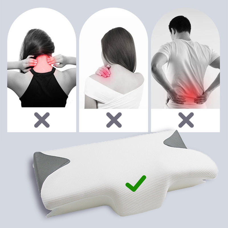 🦋 Oreiller en mousse à mémoire de forme en forme de papillon🛏Soutien ergonomique et alignement de la colonne vertébrale · Adapté à toutes les positions de sommeil