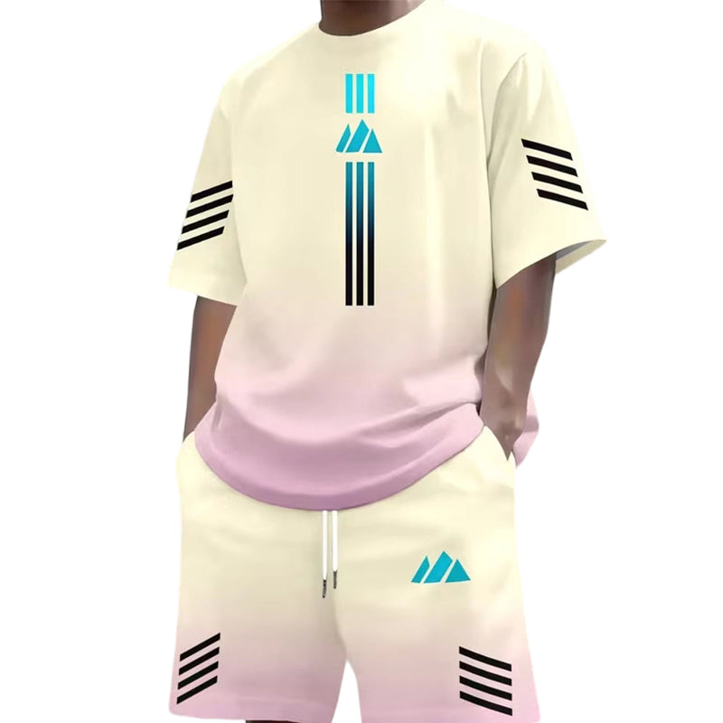 🎉 50% DE RÉDUCTION ! 👕 Ensemble Dégradé Homme – T-Shirt Manches Courtes & Short à Cordon – Tissu Respirant, Coupe Décontractée & Look Streetwear – Idéal pour l’Été et le Sport ☀️