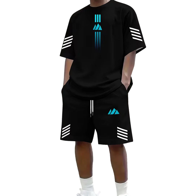 🎉 50% DE RÉDUCTION ! 👕 Ensemble Dégradé Homme – T-Shirt Manches Courtes & Short à Cordon – Tissu Respirant, Coupe Décontractée & Look Streetwear – Idéal pour l’Été et le Sport ☀️