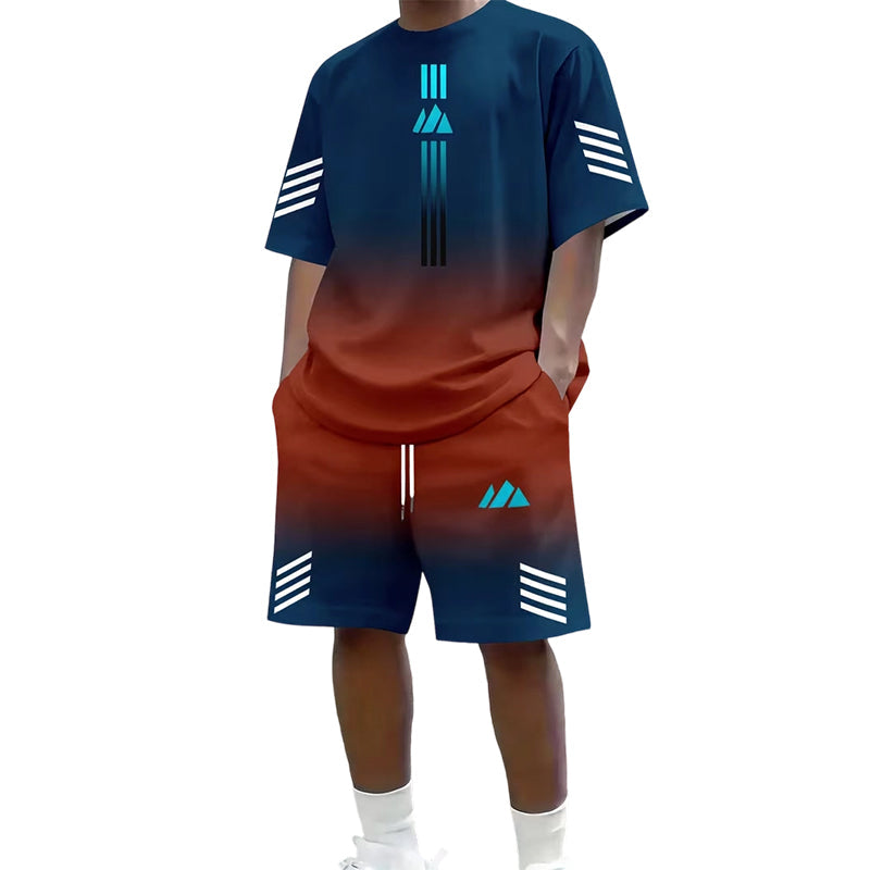 🎉 50% DE RÉDUCTION ! 👕 Ensemble Dégradé Homme – T-Shirt Manches Courtes & Short à Cordon – Tissu Respirant, Coupe Décontractée & Look Streetwear – Idéal pour l’Été et le Sport ☀️