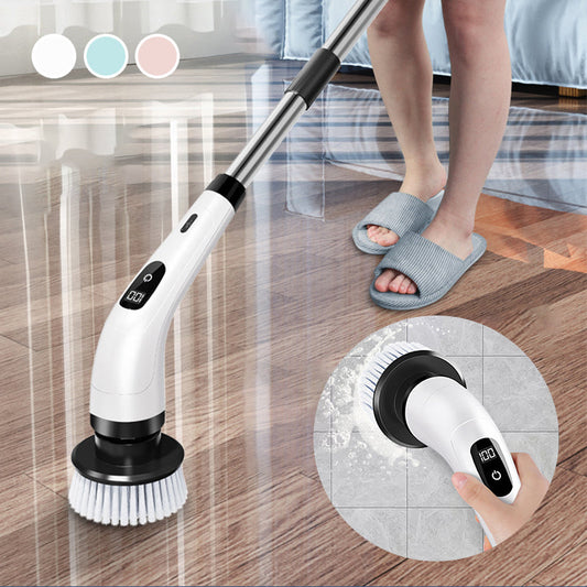 ⏳Offre spéciale à durée limitée⏰Kit de brosses de nettoyage rechargeables avec manche télescopique et 8 embouts — Plus besoin de se baisser ni de s'agenouiller, un nettoyage facile et sans effort