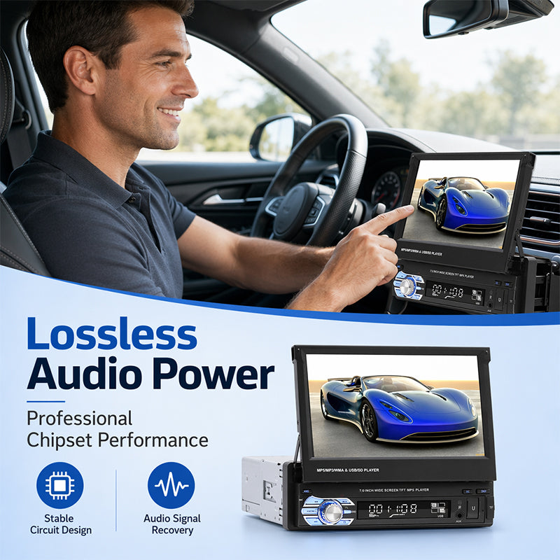 📻 Autoradio à écran tactile | Écran tactile 7 pouces · Mains libres Bluetooth · USB/SD/AUX · Caméra de recul