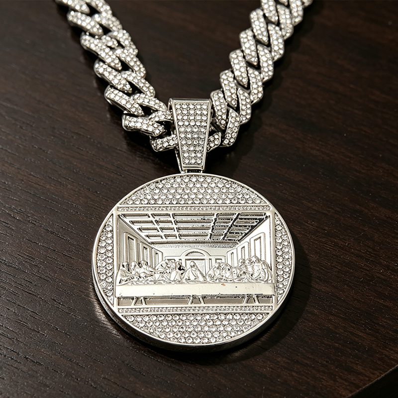 💎 Collier Chaîne Cubaine – Métal – Pendentif Statement Surdimensionné for Homme