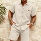 👕 50% DE RÉDUCTION ! ☀️ Ensemble Chemise Manches Courtes & Short en Maille Gaufrée pour Homme – Tissu Respirant, Coupe Décontractée & Look Coordonné – Idéal pour l’Été, les Vacances et la Détente 🌴
