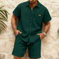 👕 50% DE RÉDUCTION ! ☀️ Ensemble Chemise Manches Courtes & Short en Maille Gaufrée pour Homme – Tissu Respirant, Coupe Décontractée & Look Coordonné – Idéal pour l’Été, les Vacances et la Détente 🌴