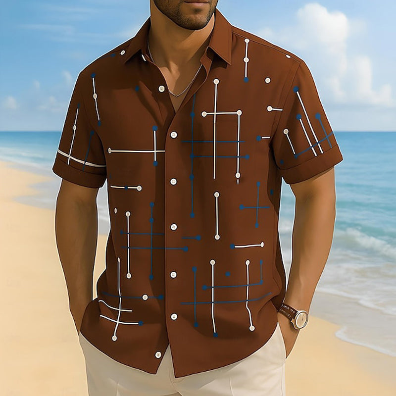 ☀️ 50% DE RÉDUCTION ! 👔 Chemise Homme Imprimé Géométrique – Mélange – Coupe Ample & Douceur Été for Vacances