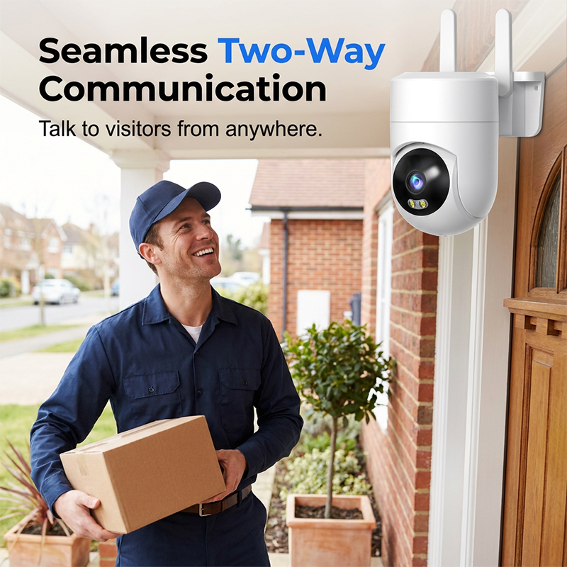 📹 Caméra de sécurité intelligente à double objectif | Détection précise des personnes · Vue panoramique à 360° · Indice de protection IP66 (résistante aux intempéries)