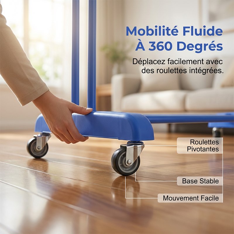 🧺 50% DE RÉDUCTION ! 🛞 Séchoir à Linge Pliable sur Roues – Tube Acier Revêtu – 3 Niveaux & Mobilité 360° for Maison