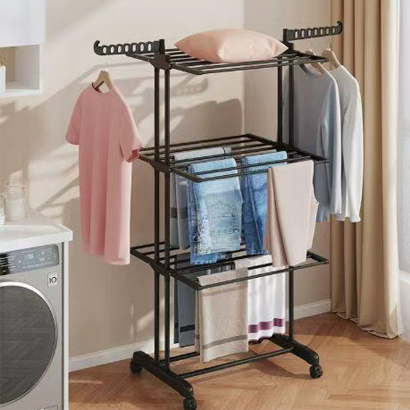 🧺 50% DE RÉDUCTION ! 🛞 Séchoir à Linge Pliable sur Roues – Tube Acier Revêtu – 3 Niveaux & Mobilité 360° for Maison