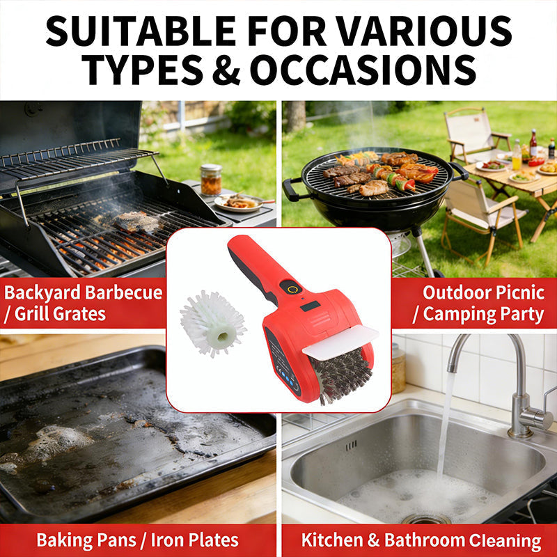 🧹 50 % DE RÉDUCTION EN CE MOMENT ! 🔥 Nettoyeur pour barbecue électrique – Brosse rotative à 700 tr/min, sans fil et avec têtes interchangeables 🥩