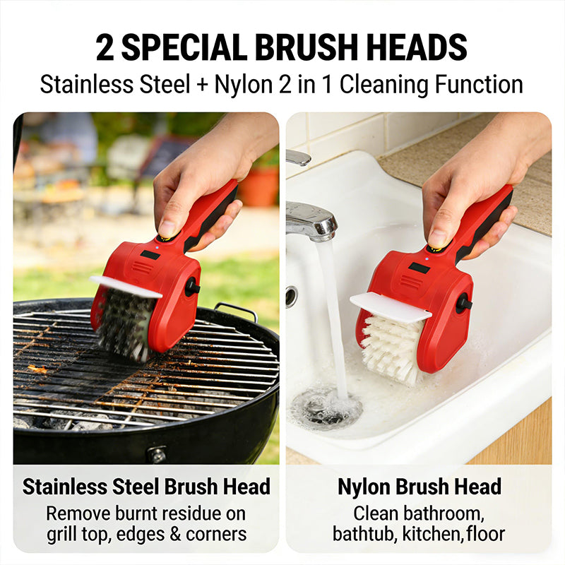 🧹 50 % DE RÉDUCTION EN CE MOMENT ! 🔥 Nettoyeur pour barbecue électrique – Brosse rotative à 700 tr/min, sans fil et avec têtes interchangeables 🥩