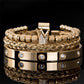 👑 50% DE RÉDUCTION ! 💎 Coffret 3 Bracelets Homme Design Couronne – Acier Inoxydable & Zircon AAA – PVD & Réglable 17–21 cm for Look Luxueux