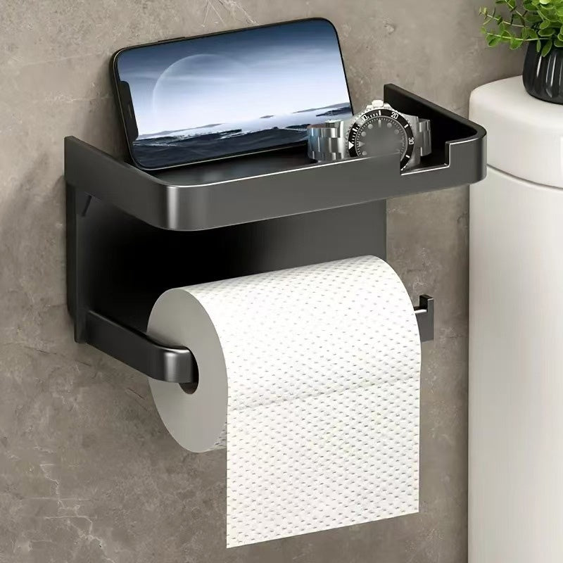🚽 50% DE RÉDUCTION ! 🧻 Porte-Papier Toilette Mural avec Étagère – PP – Sans Percer & Imperméable pour Salle de Bain