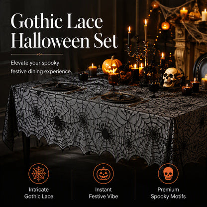 🎃50 % DE RÉDUCTION POUR UNE DURÉE LIMITÉE ! ⏰Ensemble de nappe et de sets de table aux motifs effrayants pour Halloween