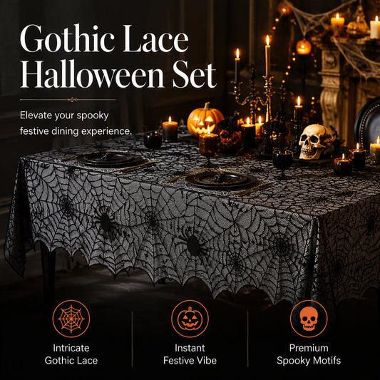 🎃50 % DE RÉDUCTION POUR UNE DURÉE LIMITÉE ! ⏰Ensemble de nappe et de sets de table aux motifs effrayants pour Halloween