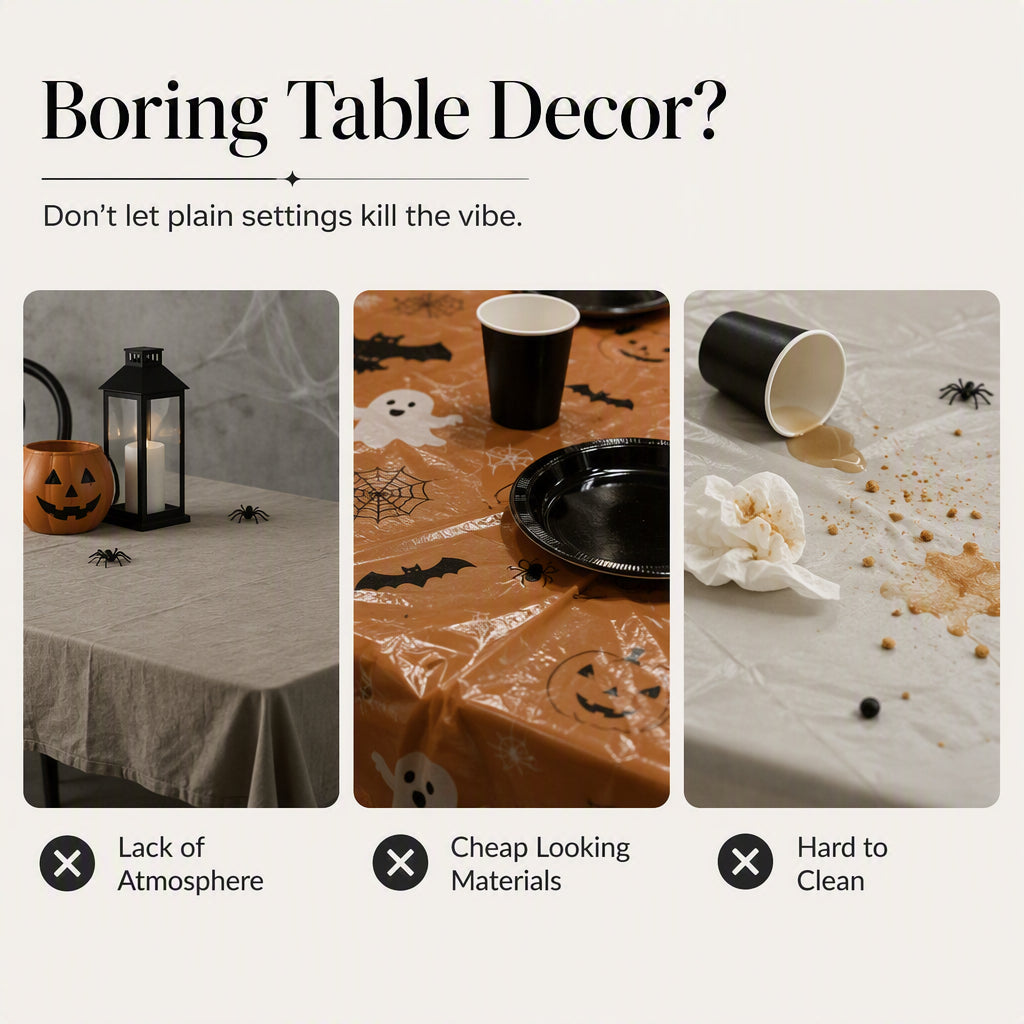 🎃50 % DE RÉDUCTION POUR UNE DURÉE LIMITÉE ! ⏰Ensemble de nappe et de sets de table aux motifs effrayants pour Halloween