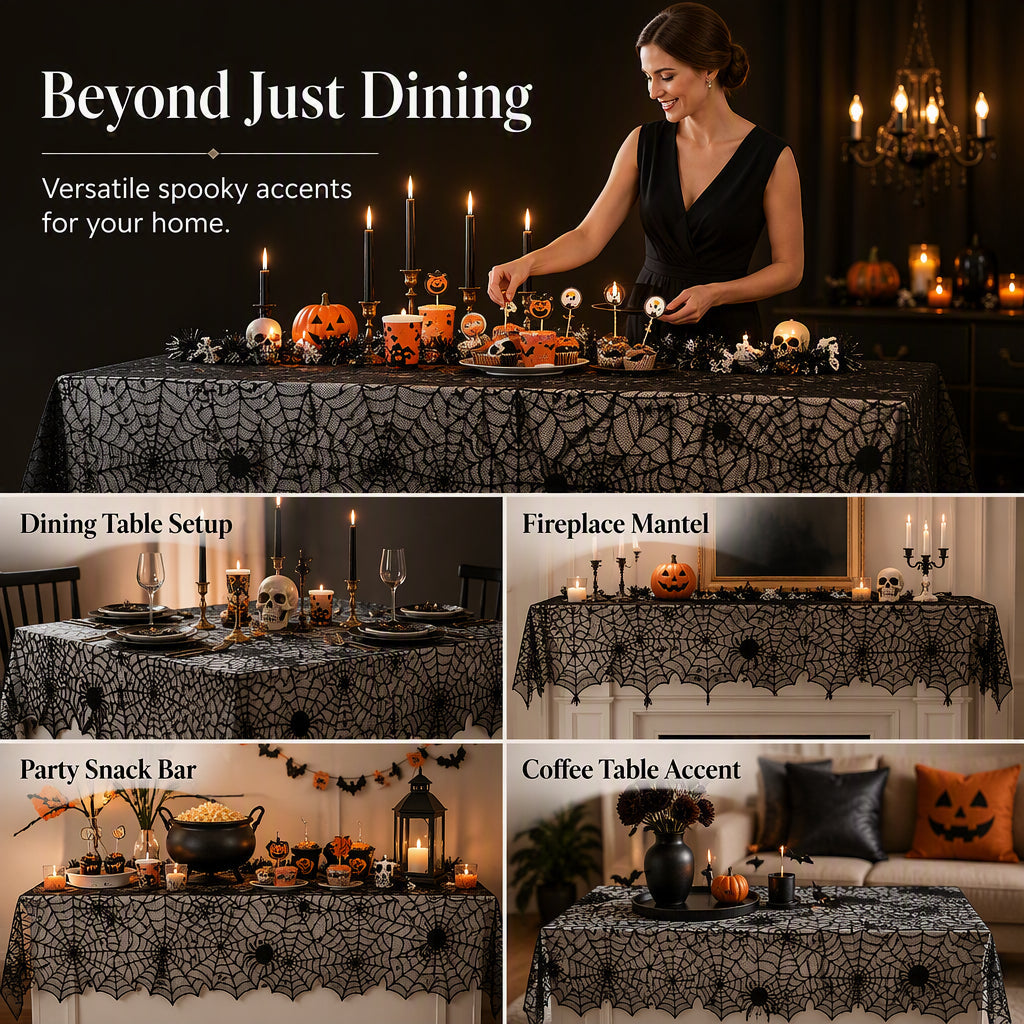 🎃50 % DE RÉDUCTION POUR UNE DURÉE LIMITÉE ! ⏰Ensemble de nappe et de sets de table aux motifs effrayants pour Halloween
