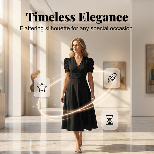 👗 Soldes 2026 — Plus de 39 400 exemplaires vendus !💐 Robe élégante à encolure en V, taille haute et manches bouffantes