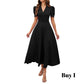 Robe élégante à col en V et taille haute avec manches bouffantes