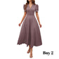 Robe élégante à col en V et taille haute avec manches bouffantes