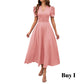Robe élégante à col en V et taille haute avec manches bouffantes