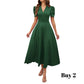 Robe élégante à col en V et taille haute avec manches bouffantes