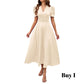 Robe élégante à col en V et taille haute avec manches bouffantes